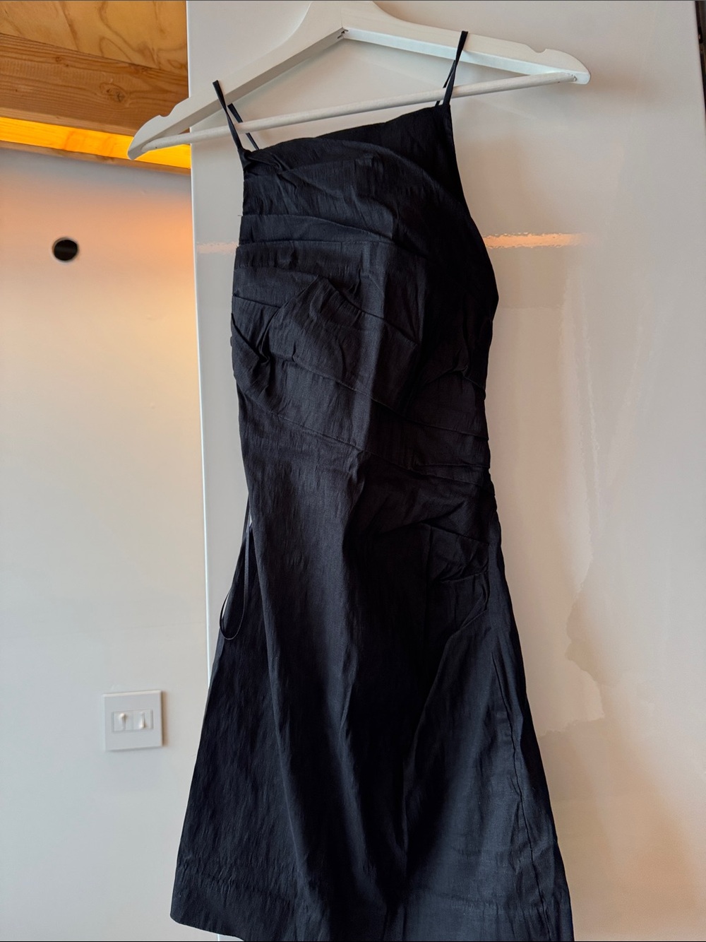 Zara Black Midi Slip Skirt with Spaghetti Straps